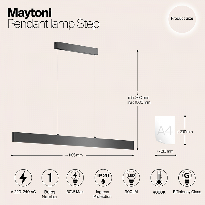 Светильник Maytoni P010PL-L30B4K