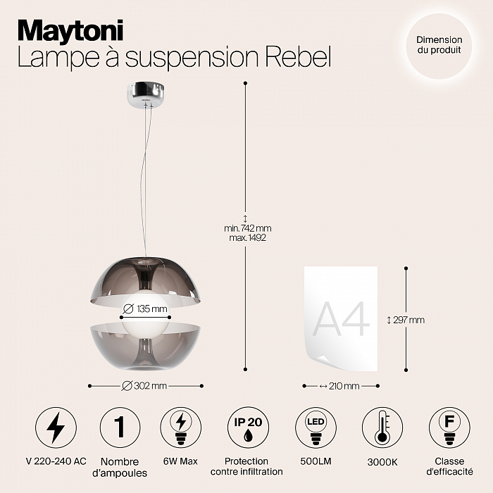 Светильник Maytoni MOD322PL-L6B3K